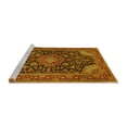 thumbnail image 2 of Ahgly Company Machine Washable Indoor Round Medallion Yellow Traditional Area Rugs, 4' Round, 2 of 4