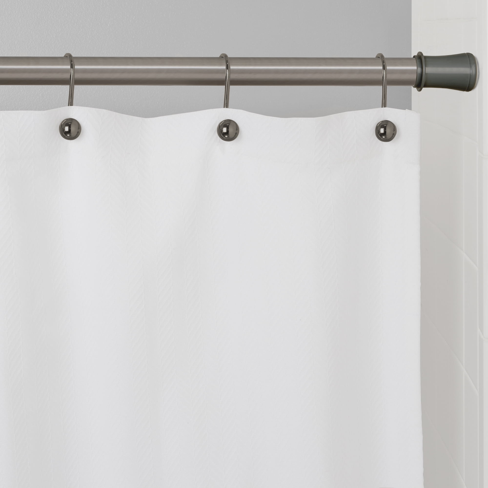 Mainstays Easy Hang Shower Curtain Tension Rod, Adjustable 43" - 72", Brushed Nickel