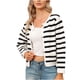 thumbnail image 1 of Cárdigan Suéteres para mujer Suéteres de otoño Recortada Invierno Cárdigan informal Blusa de un solo pecho Manga larga Raya Tops cortos Odeerbi ODB-5, 1 of 6