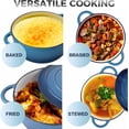 thumbnail image 2 of Trustmade 3 QT Cast Iron Dutch Oven, Enamel Coated Cookware Pot with Self Basting Lid for Home Baking, Braiser, Cooking, Blue, 2 of 8