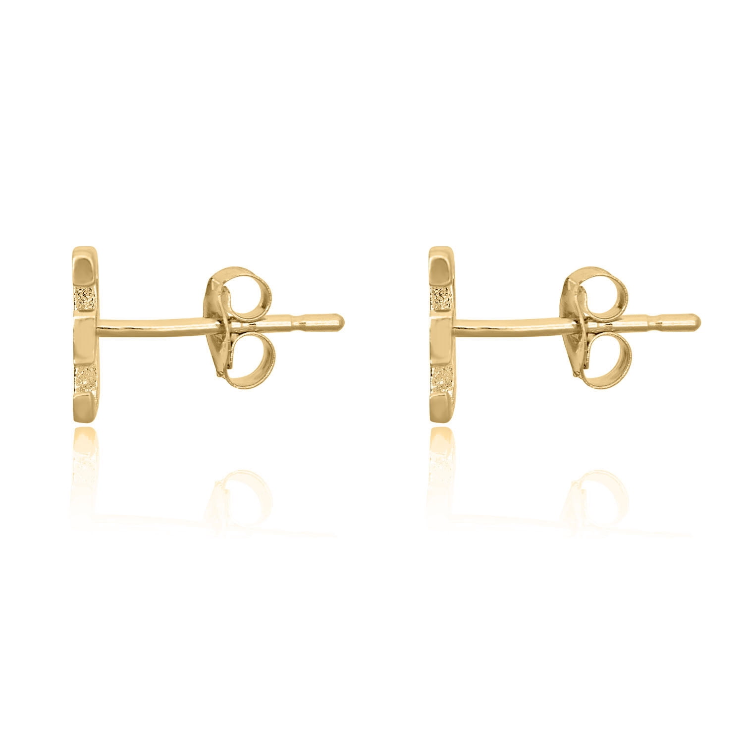 AVORA 10K Yellow Gold Simulated Diamond CZ Initial "E" Stud Earrings