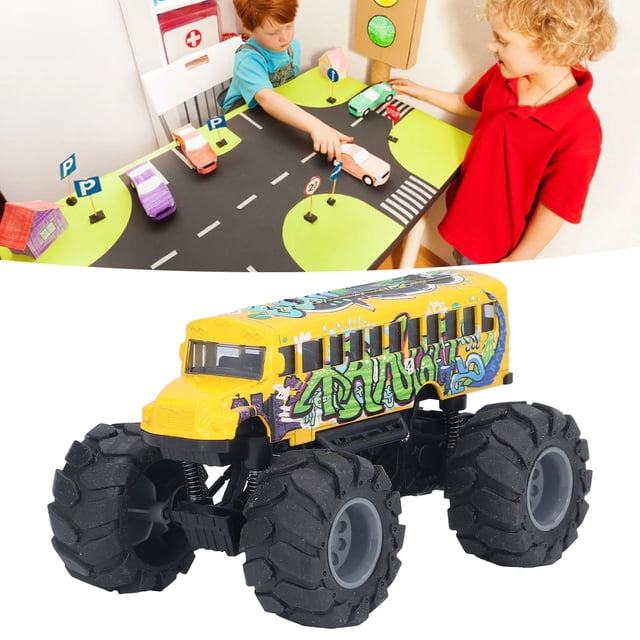 Modèle de Voiture d'Autobus à l'Échelle 1:43 Modèle en Alliage Grandes Roues Haute Simulation à Rétrofriction Jouet d'Autobus Scolaire