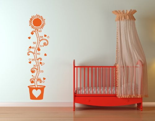 Flower Wall Art K617 Sunflowers Growth Ruler Vinyl Wall Decal Nursery