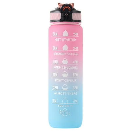 

Xssm Water Bottle 1000ml - Leak-proof Gradient Design Food Grade Large Capacity Time Marker Drinkware Plastic Flip Top Lid Water Jug for Sports