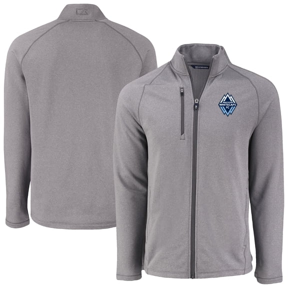 Men's-Cutter & Buck  Heather Gray Vancouver Whitecaps FC Peshastin Eco Fleece Recycled Raglan Full-Zip Jacket