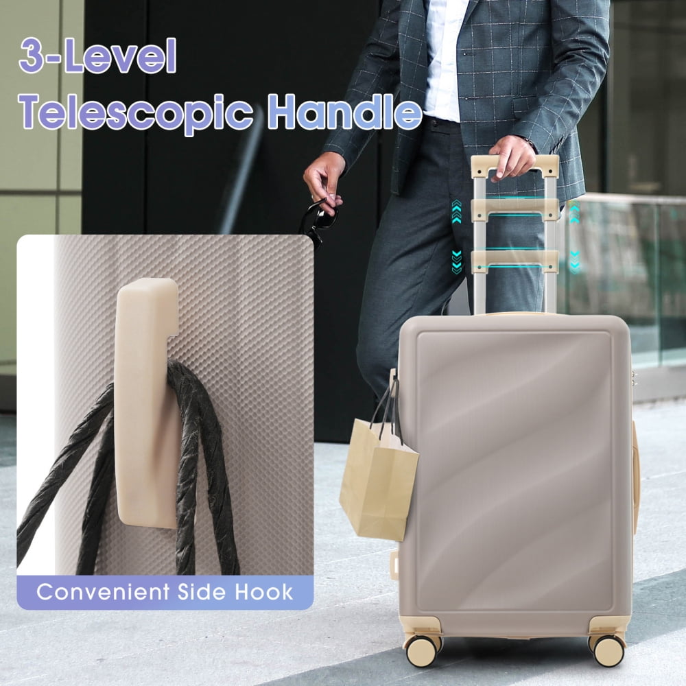 HomePerch 3-Piece Luggage Set (20"/24"/28"), Lightweight ABS Hardshell Suitcases with Spinner Wheels, TSA Lock & Side Hooks, Carry-On and Checked Travel Luggage