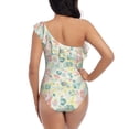 thumbnail image 5 of Gukieu Watercolor Wildflowers Print One-shoulder Ruffled One-piece Swimsuit with Removable Chest Pads and Tummy-control Swimsuit for Women-Large, 5 of 6