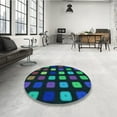 thumbnail image 4 of Ahgly Tapis Rond Lavable en Machine Intérieur Transitionnel Vert Cyan Foncé, 3 Pieds Rond, 4 of 7