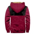 thumbnail image 4 of Men's Winter Print Hooded Jacket, Color-Block Pattern Fleece-Lined Thick Casual Zipper Coat for Outdoor Leisure and Holiday Gift,Hot Pink,L, 4 of 5