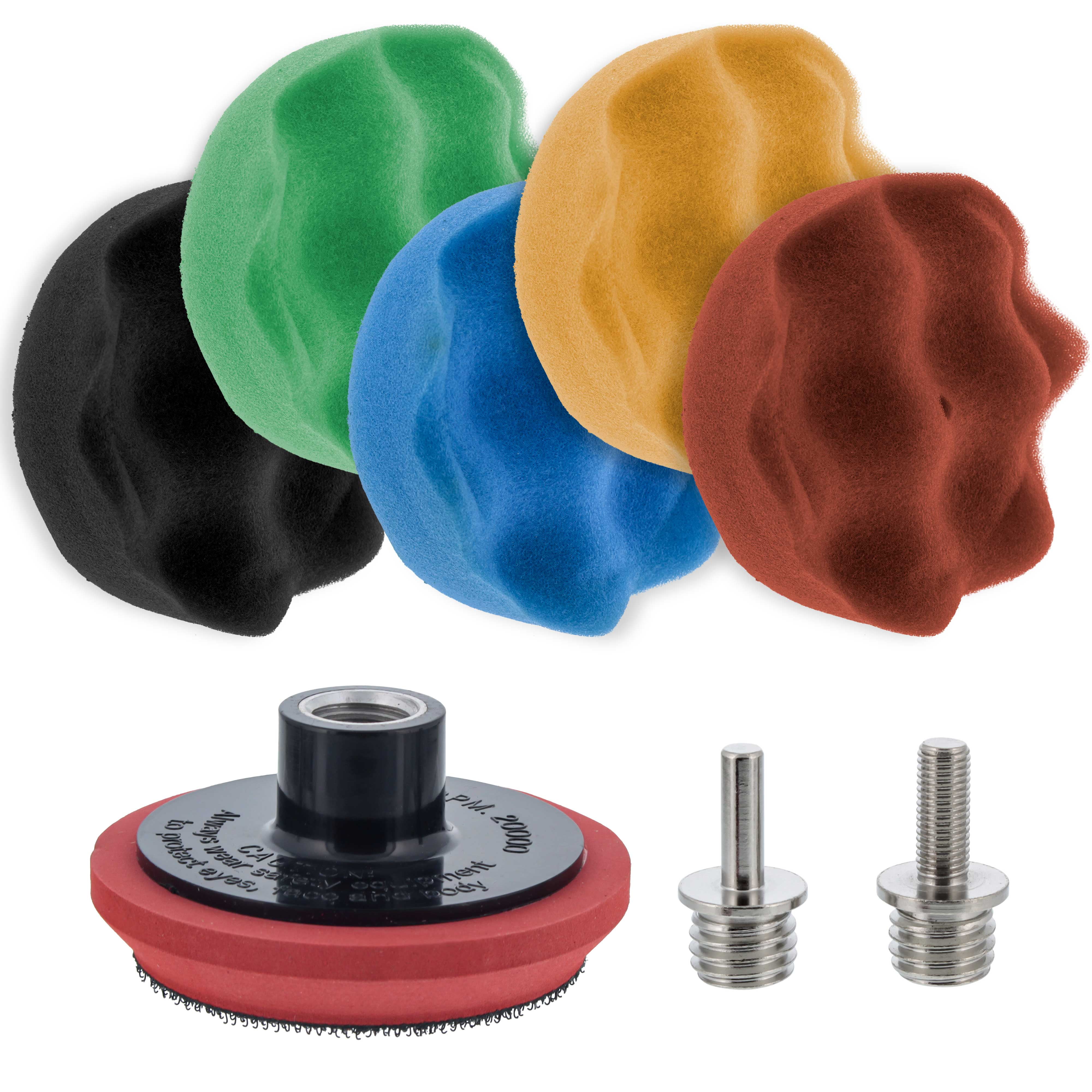 3" Mini Waffle Foam Buffing and Polishing Pad Kit w/ 5 Pads, Backing