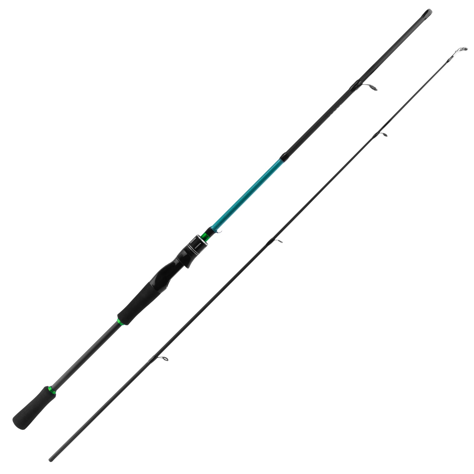 Dr. Fish Spinning Rod 5’9” Green 2 Piece Medium Power Medium Fast Action EVA Handle Ceramic Guides Fishing Pole for Adult