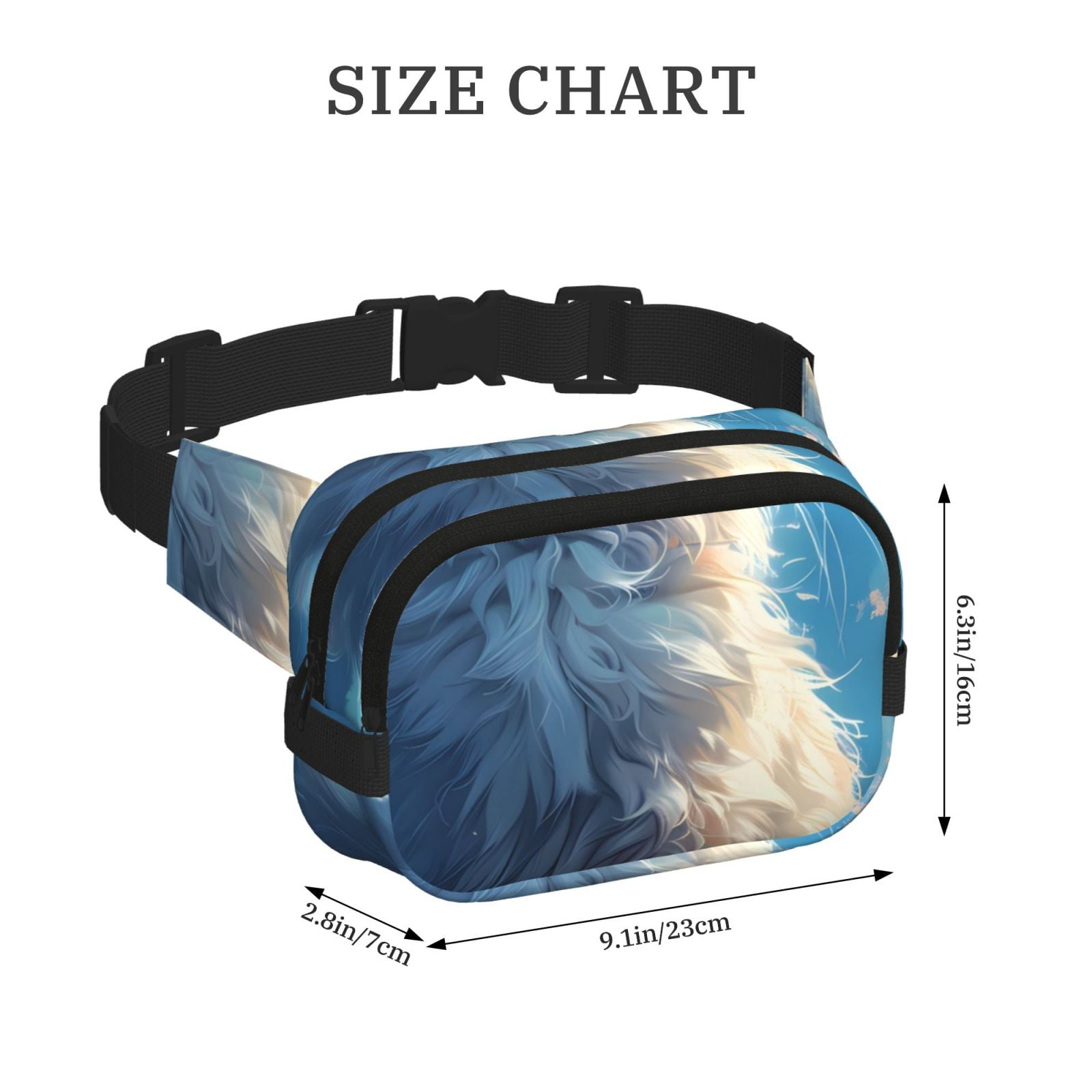 Kdxio Clear Sky Blue Cat Crossbody Double Layer Waist Bag Belt Bag for Unisex Fanny Pack Fashion Waist Packs for Hiking Running Shopping Traveling