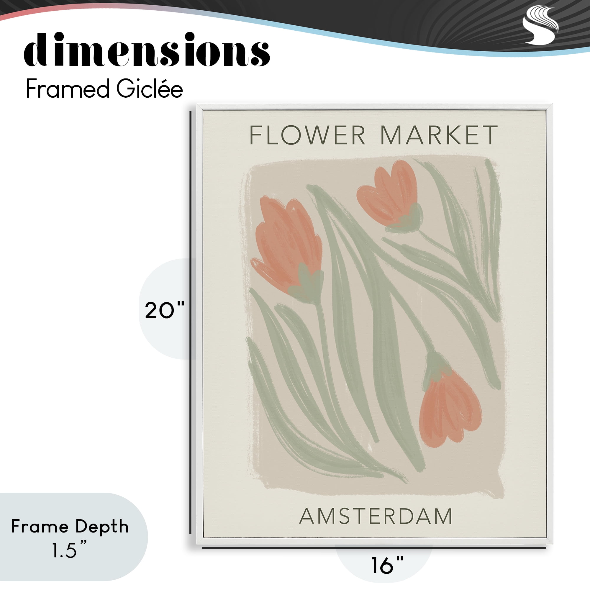 Stupell Industries Soft Amsterdam Flower Market White Framed Giclee Art, design by Lucille Price