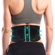 AllyFlex Sports Lightweight Back Brace for Men & Women Under Uniform, Dual Medical 3D Lumbar Pads for Lower Back Pain Relief, Breathable Mesh with Adjustable Stapes for Back Stress - L