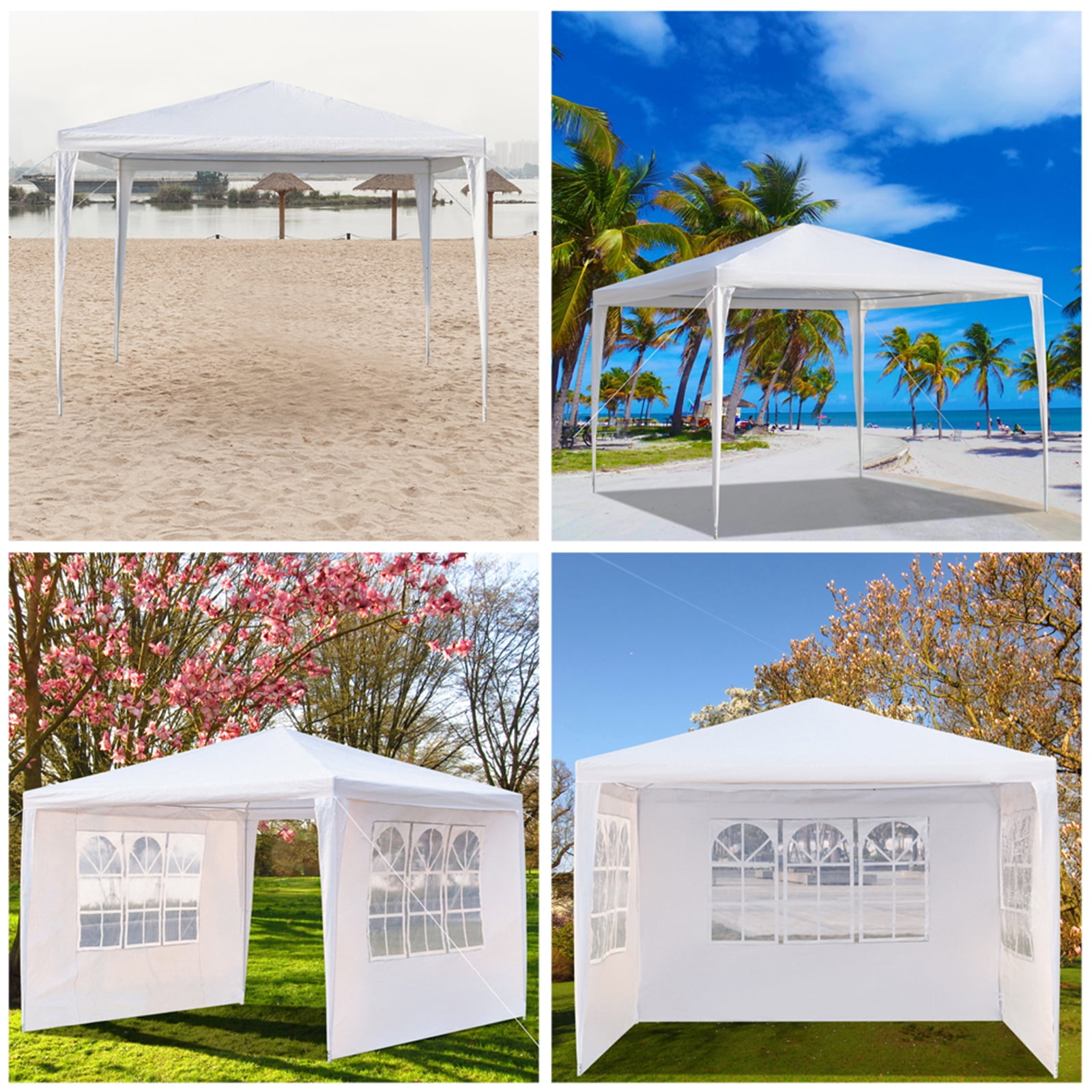 Kepooman 3 x 3m Portable Home Use Waterproof Canopy, Outdoor Sides Party Tent with Spiral Tubes for Party/ Exhibition/ Picnic, White, Three Sides Kepooman 3 x 3m Portable Home Use Waterproof Canopy, Outdoor Sides Party Tent with Spiral Tubes for Party/ Exhibition/ Picnic, White, Three Sides