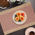 thumbnail image 3 of Natural Jute Boho Chic Fringe Edge Table Placemats, Rectangular Rustic Farmhouse Burlap Tassel Dining Table Mats, Heat Resistant Washable Placemats for Kitchen Dining Table, 1Pc(Pink,17.7x11.8"), 3 of 7