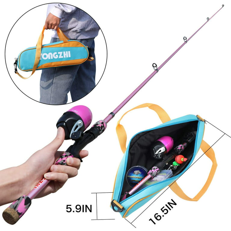 YONGZHI Kids Fishing Pole,Portable Telescopic Ice Fishing Rod and Reel  Combo,with Spincast Fishing Reel Tackle Bag Lures for Youth,Girls and Boys  Best