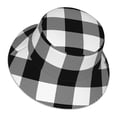 thumbnail image 3 of Easygdp White And Black Plaid Double-Sided Reflective Fisherman Hat for Outdoor and Night Walking, Unisex, 3 of 9
