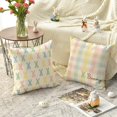 thumbnail image 2 of hofaaa Happy Easter Buffalo Plaid Colorful Rabbits Throw Pillow Covers, 18 x 18 Inch Eucalyptus Leaves Bunny Eggs Cushion Case Decoration for Sofa Couch Set of 4, 2 of 6