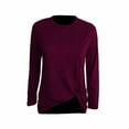 thumbnail image 1 of AherBiu Hauts à Manches Longues pour Femme Coupe Ample Automne Blouses Décontractées Confortables Nœud devant Col Rond T-Shirt, 1 of 3