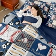 thumbnail image 4 of Castle Fairy Kids Children Adults Baseball Print Twin Bedding Sets 7-Piece,Sport Ball Gamer Bedding Comforter Set Microfiber,Geometric Plaid Breathable Sheet Sets,Super Cozy Room Decor,Reversible, 4 of 8