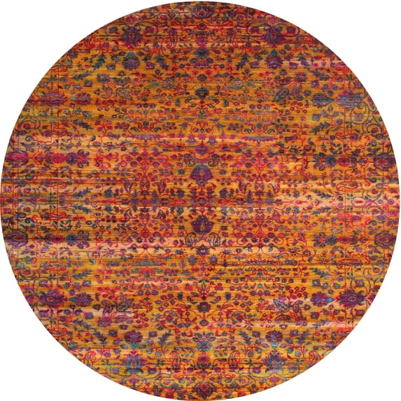 Ahgly Company Indoor Round Traditional Orange Persian Area Rugs, 3' Round