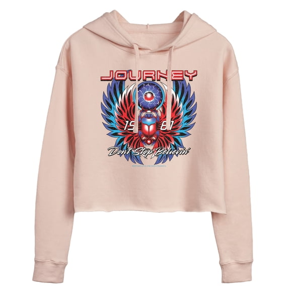 Journey - 1981 Don't Stop Believin' - Juniors Cropped Fleece Hoodie Sweatshirt