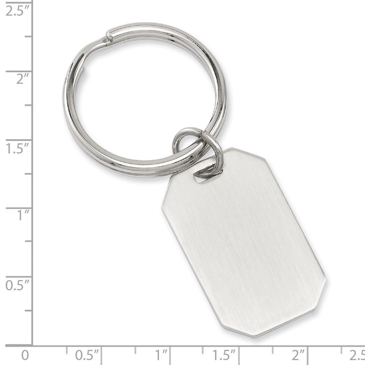 Solid Rhodium Plated Satin Rectangle Key Ring - Key Chain for Men