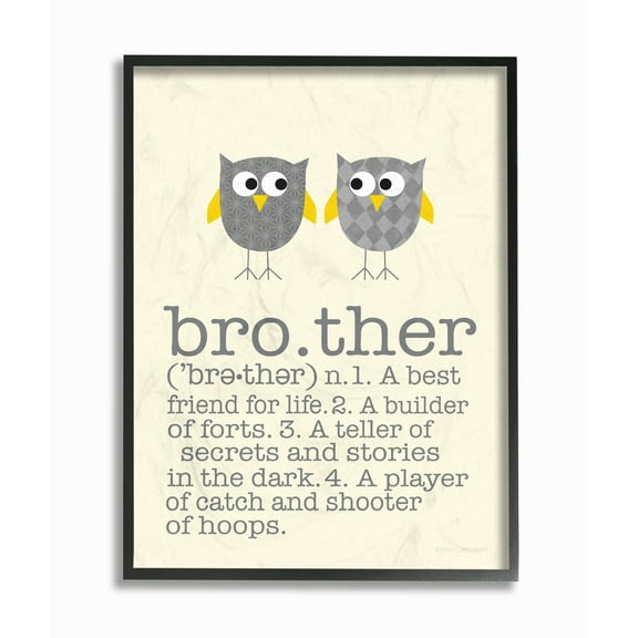 The Stupell Home Decor Collection Definition Of Brother with Two Owls Framed Texturized Art