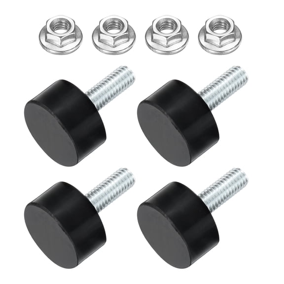 Uxcell 4 Pack M6 Thread Rubber Mounts, Vibration Isolators, Cylindrical Shock Absorber with Studs 20 x 10mm with Non-Slip Nuts