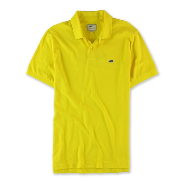 Ecko Unltd. Mens Wallburner Solid Color Rugby Polo Shirt, Yellow, X-Small