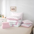thumbnail image 6 of Manfei Cartoon Bow Ribbon 7-Piece Bedding Comforter Set,Lovely Bow Tie King Bedding Sets,White Lightpink Bed Sheets For Girl Teens,Breathable Home Decor Reversible, 6 of 8