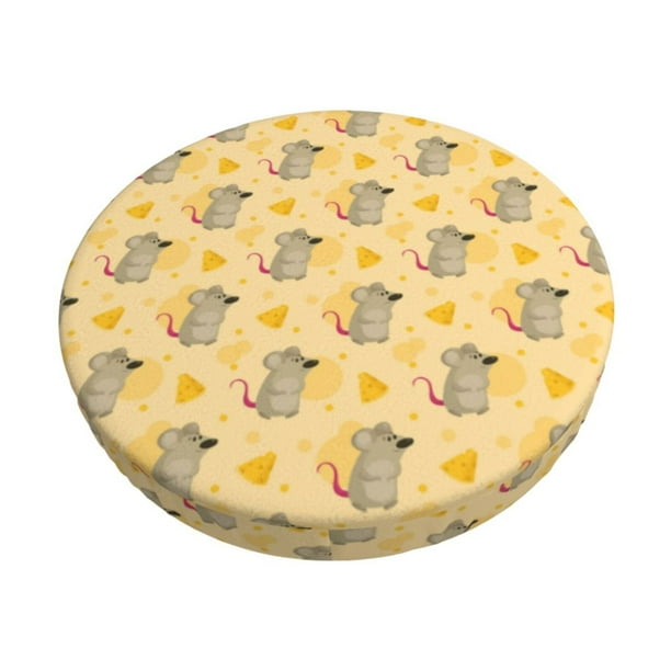 Disketp mouse and cheese Funda Redonda para Taburete, Funda de Cojín para Silla de Bar Suave y Elástica-12 inch