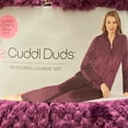 thumbnail image 3 of Cuddl Duds Women's Super Soft Textured Lounge Set, Zip Up Sweater & Pants (Wine, XL), 3 of 4