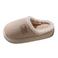 thumbnail image 3 of Platform Fuzzy Slippers for Women Men Indoor and Outdoor Fleece Lined Cloud Pillow Suede Couples House Shoes, 3 of 4
