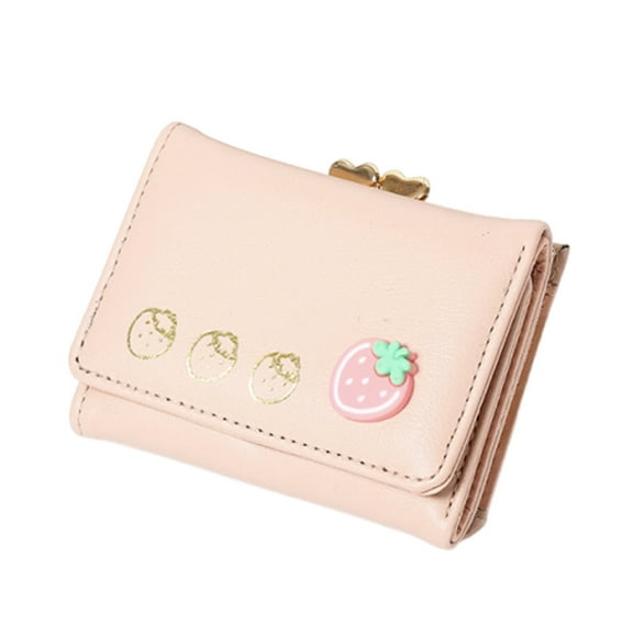 BYNNIX Women's Wallet Fashion Strawberry Wallets Card Holder Cartoon Small Leather Pocket Purse for Women Girls Ladies