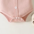 thumbnail image 4 of BESLY Summer Infant Baby Girls Clothes Outfits Solid Color Printed Triangle Shorts Three-piece Set, 4 of 5