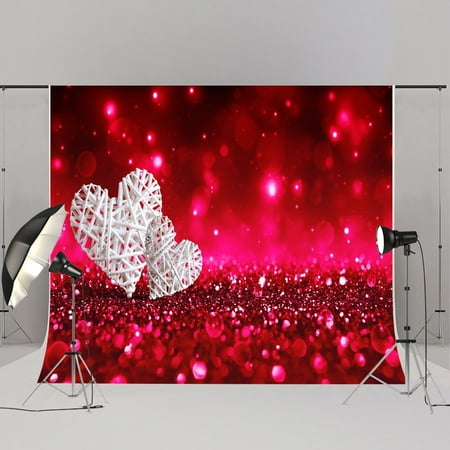 MOHome 7x5ft Valentine's Day Photography Background White Love Glitter Bokeh Photo Booth Backdrop