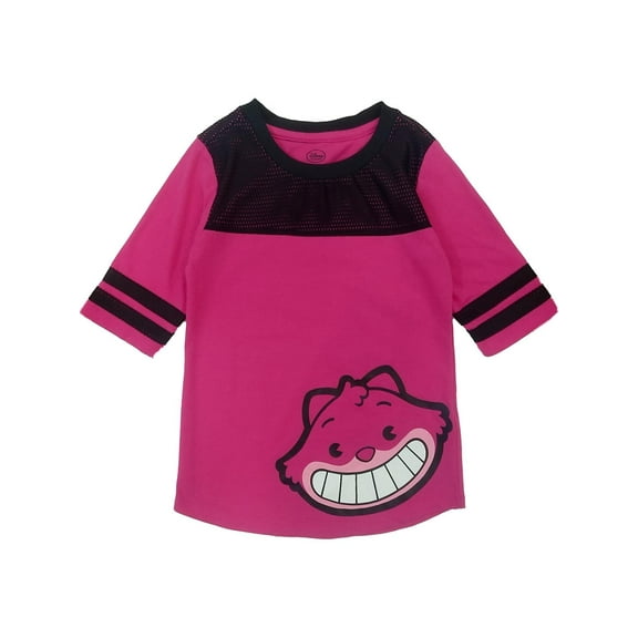 Disney Pink & Black Cheshire Cat T-Shirt Alice In Wonderland Kitty Shirt 7-8