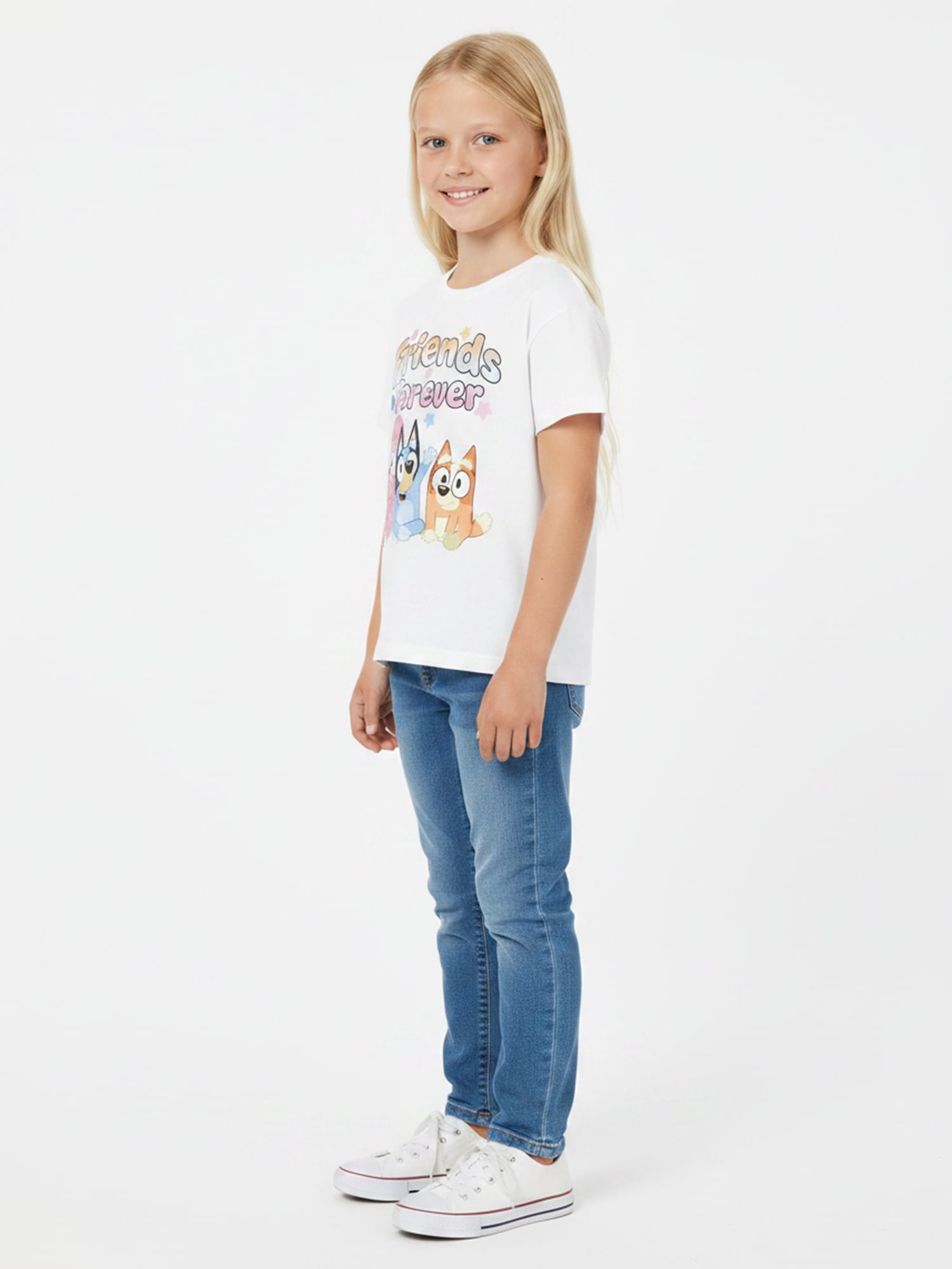 Bluey Girls' Graphic Tee with Short Sleeves, Sizes 4-16