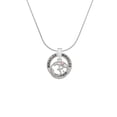 thumbnail image 2 of Delight Jewelry Silvertone Om in Circle with Pink Crystal Miracles Ring Charm Necklace, 18", 2 of 4