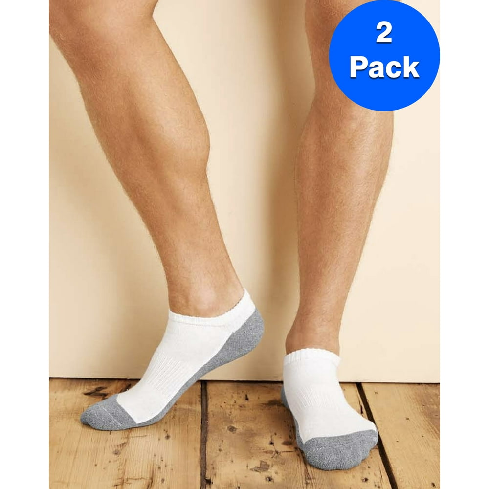 Gildan Mens Platinum No Show Socks 2 Pack