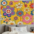 thumbnail image 2 of Shiartex Boho Floral Tapestry Vintage Pink Blue and White Flower Hippie Abstract Yellow Tapestry Home Decor Wall Hanging for Living Room Bedroom Dorm  Painting, 2 of 6