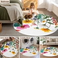 thumbnail image 5 of Round Rugs 3Ft, Spring Floral Round Area Rug Washable Indoor Throw Carpet, Yellow Pink Flowers Farmhouse Botanical Small Non Slip Circle Rug for Bedroom Living Room Home Decor Aesthetic, 5 of 8
