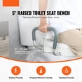 thumbnail image 2 of Raised Toilet Seat 5 Inch, 350lbs Capacity, Adjustable Width 19.1-21.7", Round/Elongated, with Padded Armrests for Elderly, Handicap, Pregnant, 2 of 7