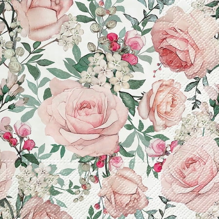 Set of 1 Luncheon Gorgeous Roses Napkins 20 Pack