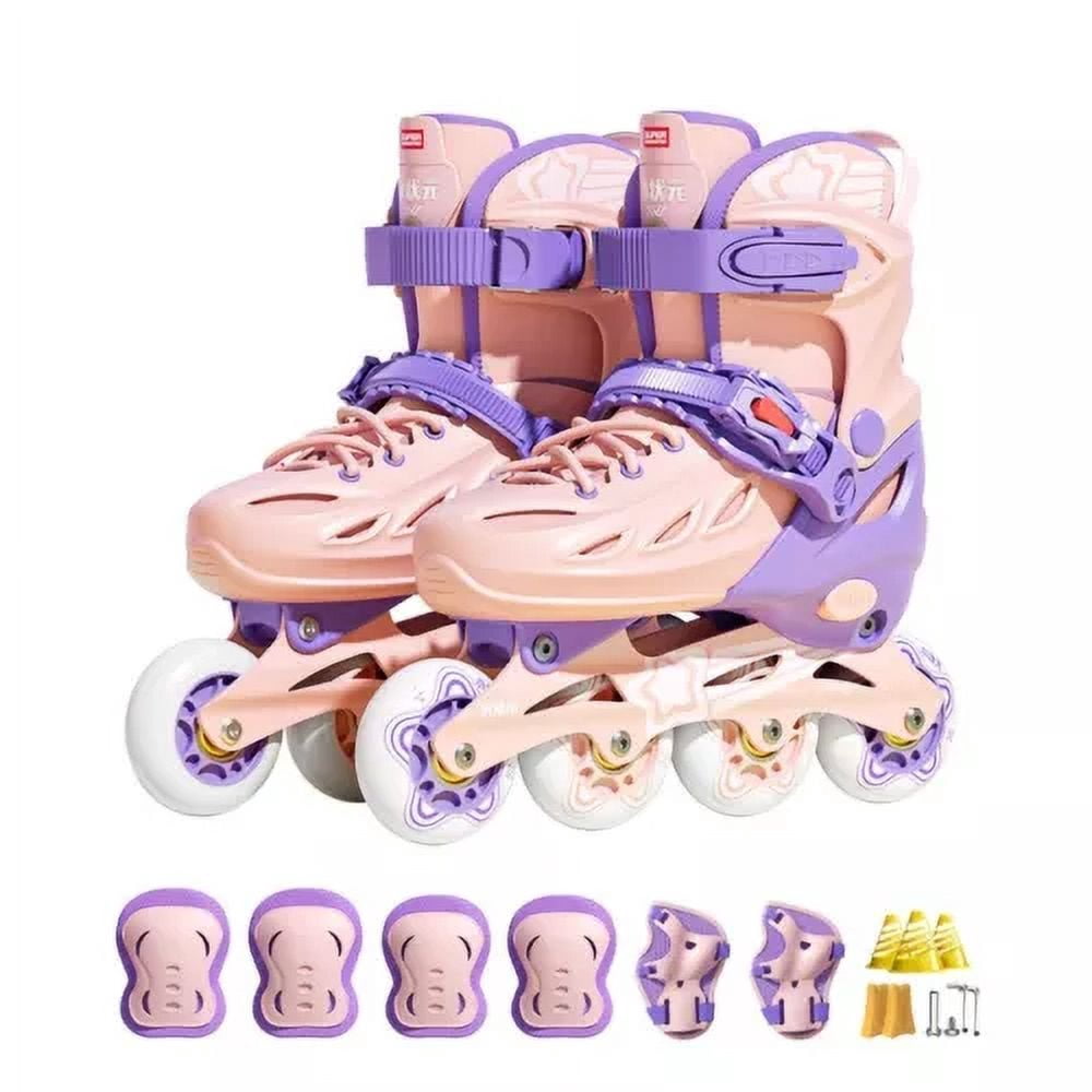 CJC Adjustable Inline Skates with Luminous Wheels for Boys and Girls Ages 4-12 Roller Skates for Kids Teens Beginners Indoor and Outdoor