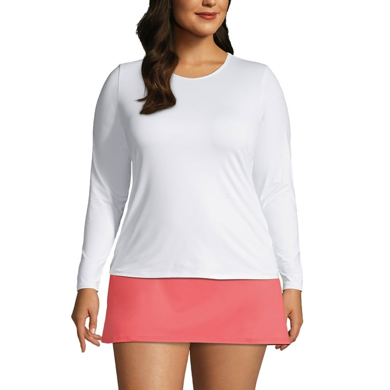Lands End Women s Plus Size Crew Neck Long Sleeve Rash Guard UPF