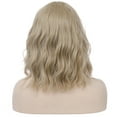 thumbnail image 6 of RightOn Blonde Wig for Women Short Curly Wavy Blonde Wig with Bangs Ash Blonde Wig Synthetic Hair Party Wigs with Wig Cap, 6 of 7