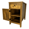 thumbnail image 6 of Tcbosik Modern Night Stand with Charging Station, 13.7" End Table with Barn Door and Storage Drawer, Farmhouse Bedside Table with Shelf for Living Room, Bedroom, Space Saving, Antique Brown, 6 of 9